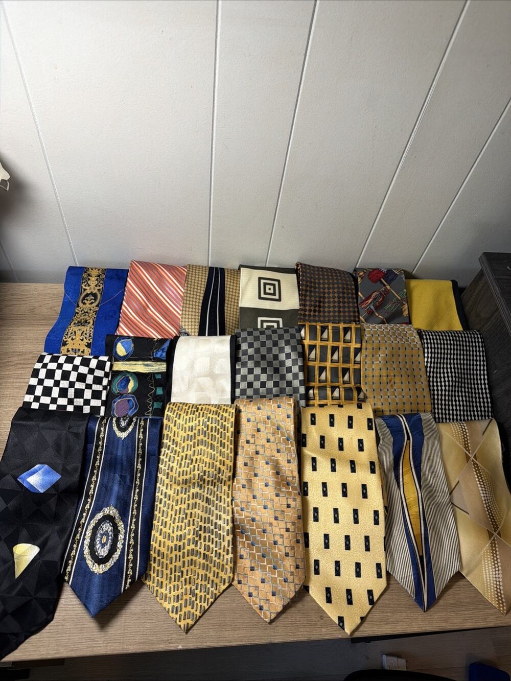 Vintage Designer Silk Men’s Tie Lot Of 21 Geometric, Stripes, Pattern Italy